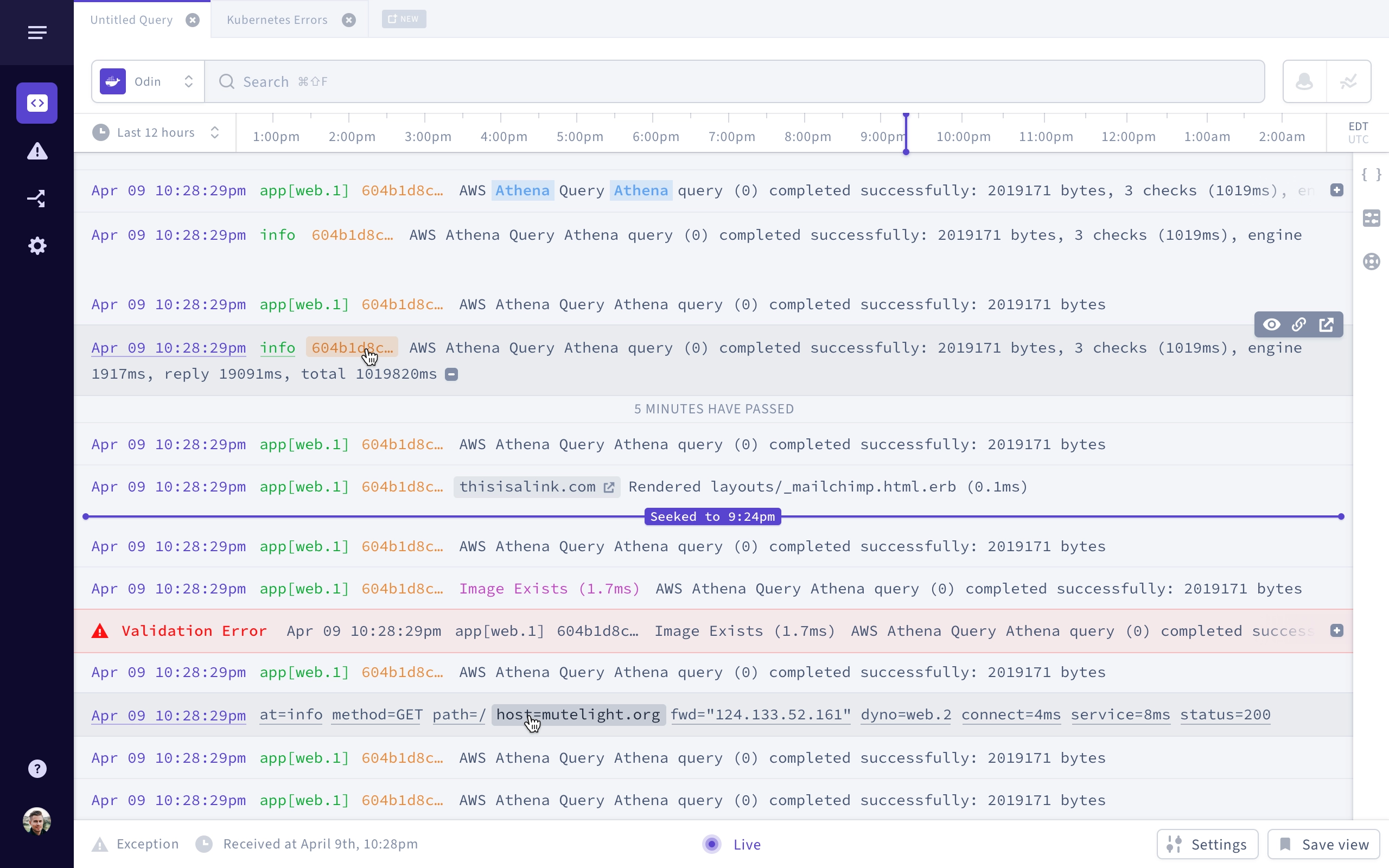 Logs — live