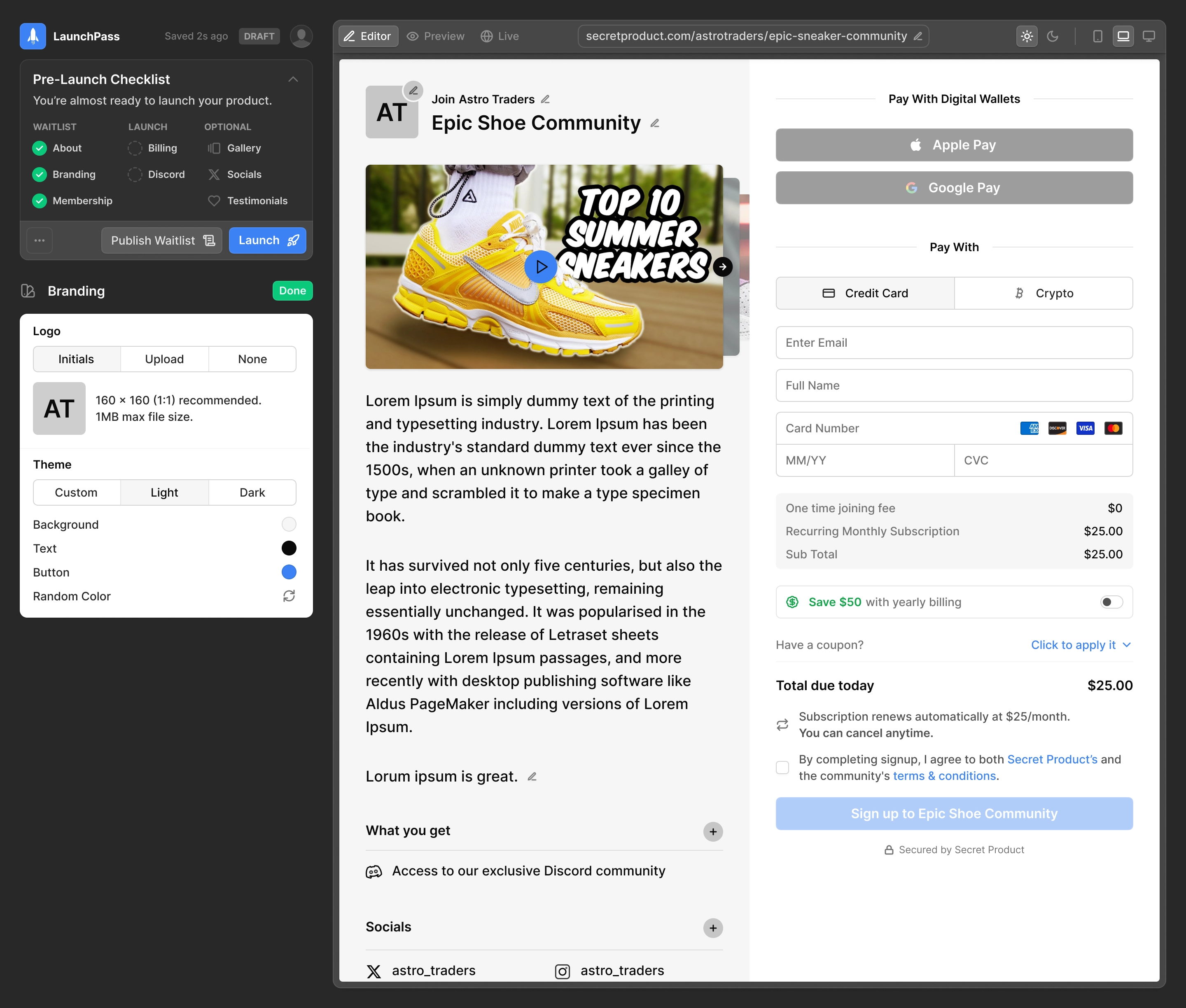 Editor — branding
