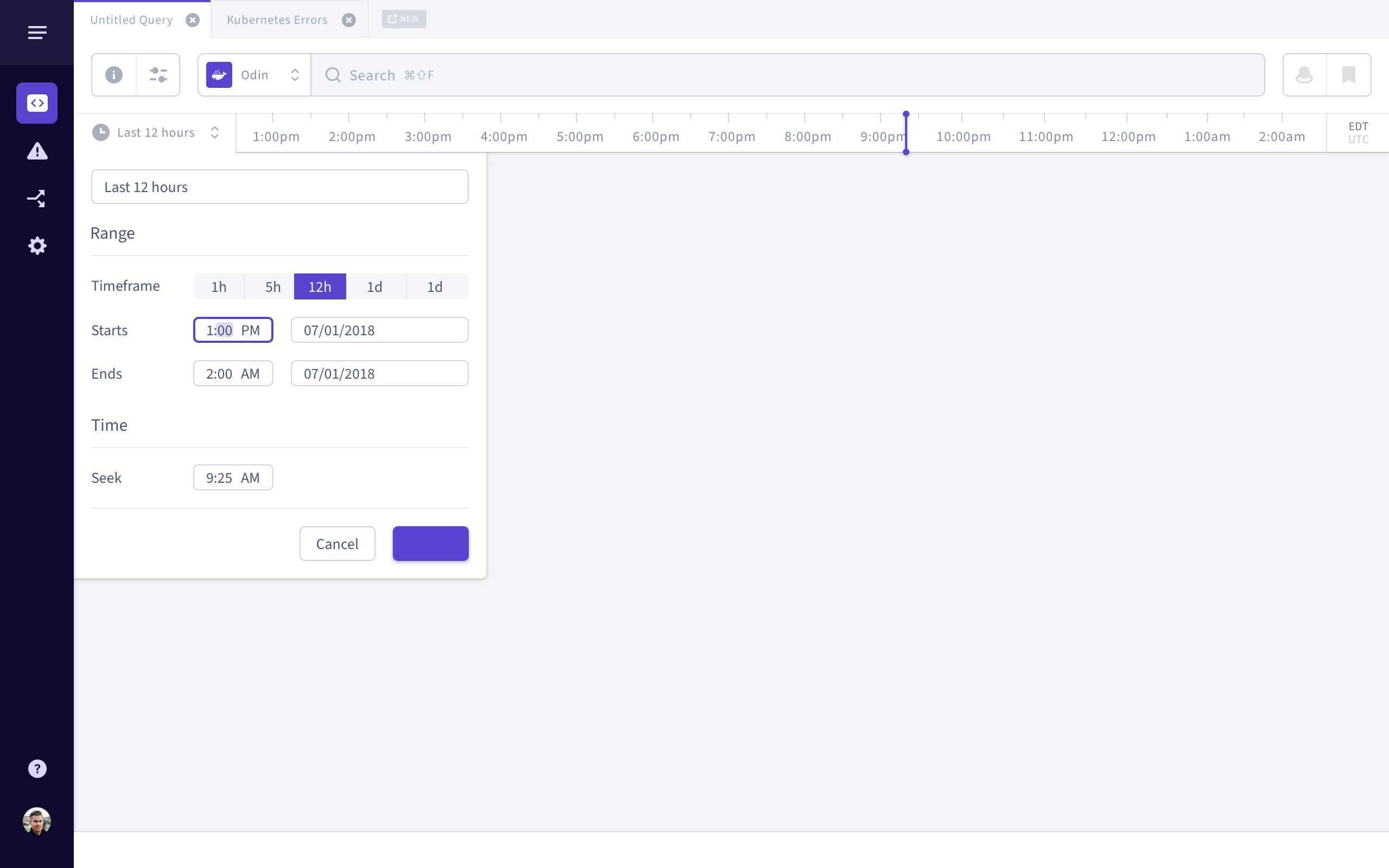 Timeline dropdown