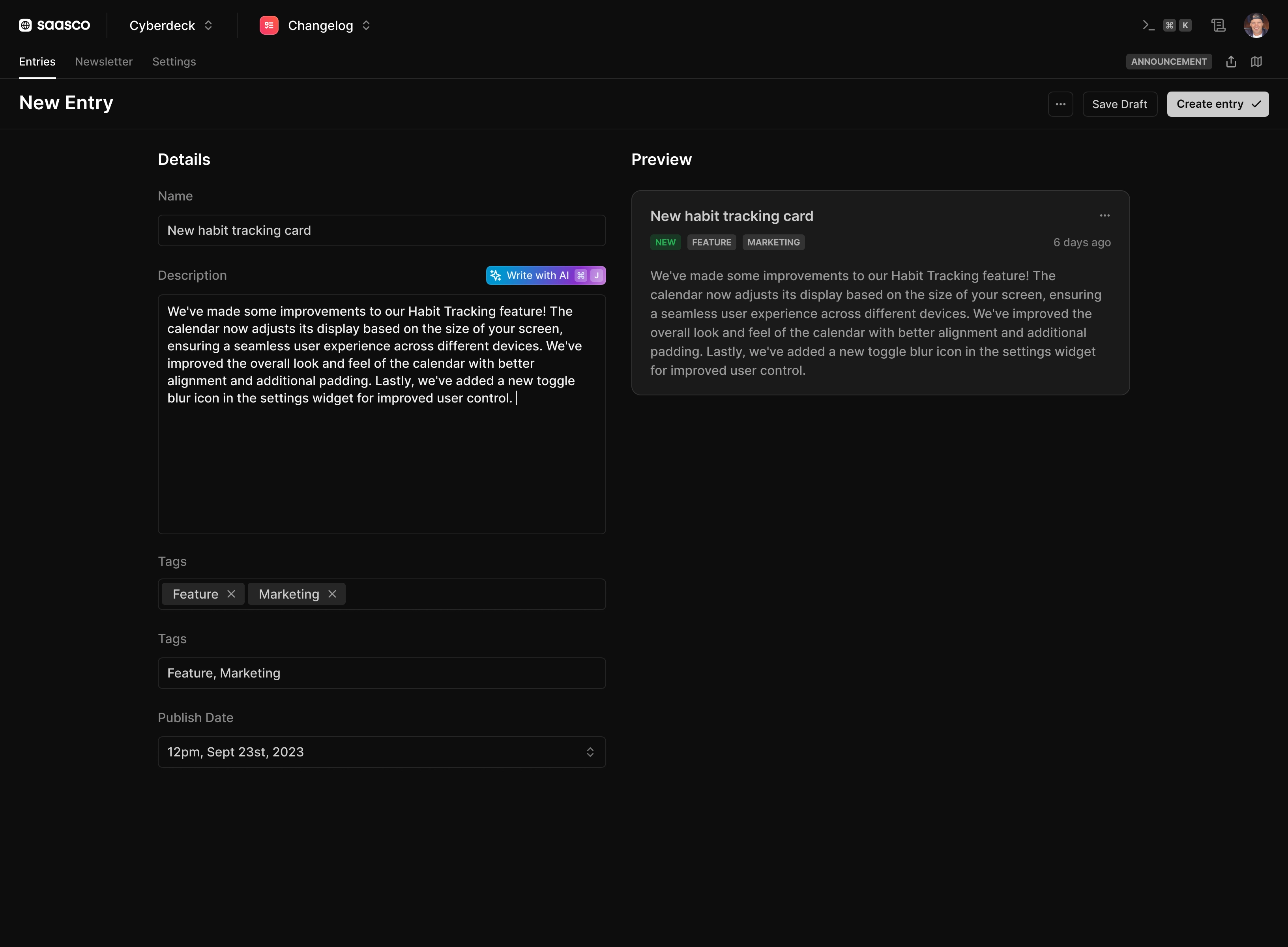 Use AI and GitHub to create a new entry