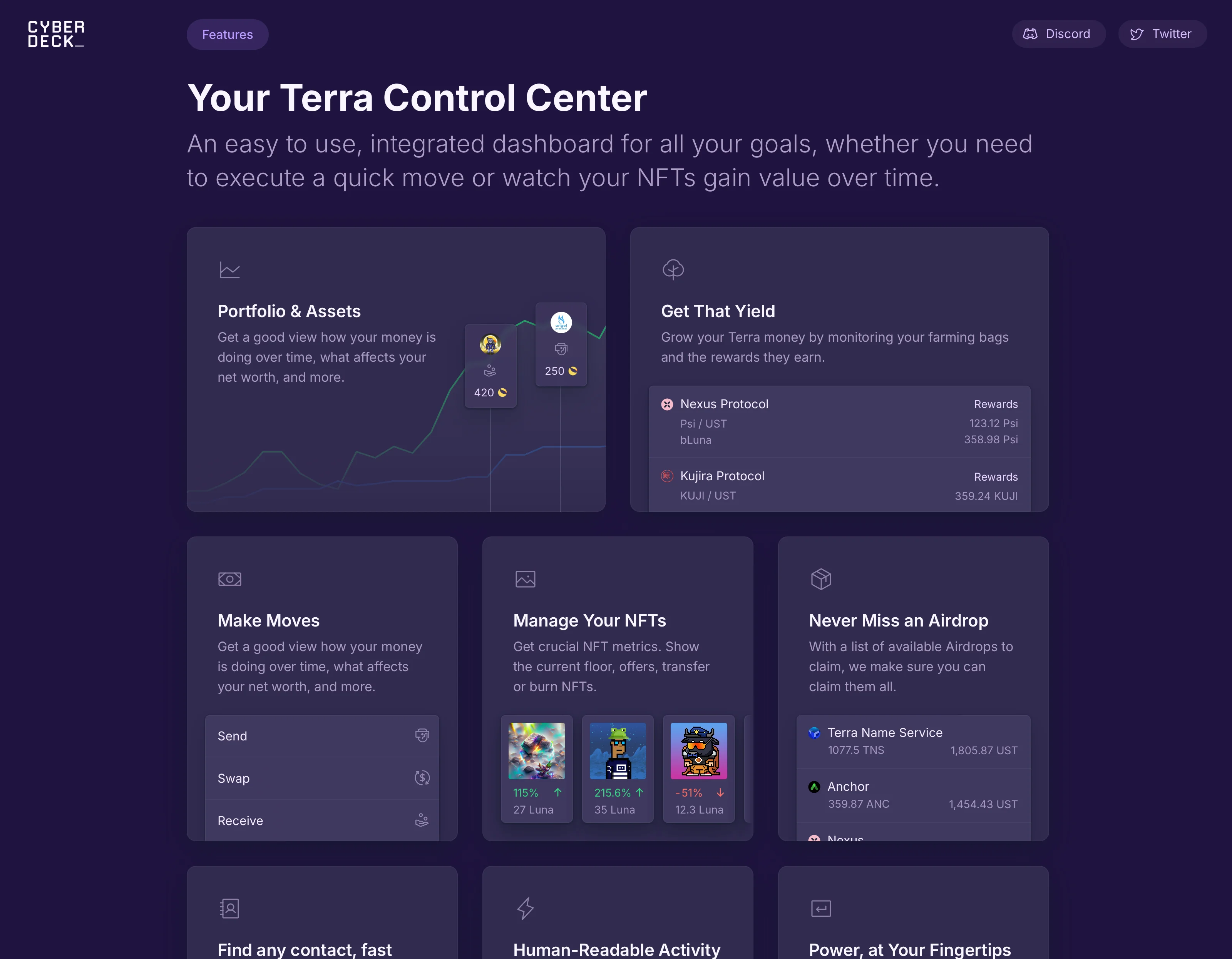 Cyberdeck website features