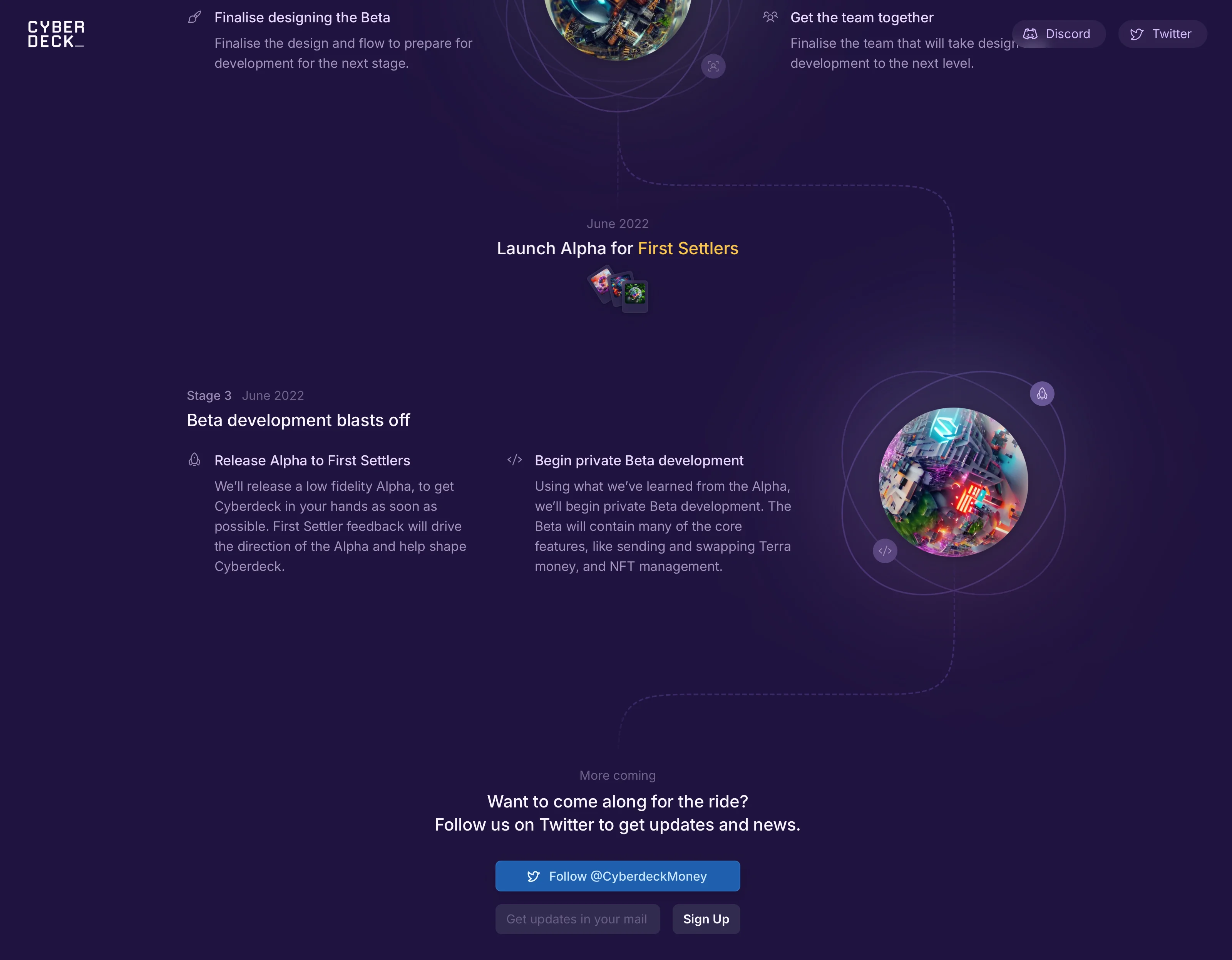 Cyberdeck website roadmap stages